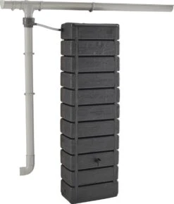Regenton Muurtank, Grandval 300L, Antraciet Kunststof, Imitatiehout, Met Gootaansluitset Inbegrepen -Tuin- En Buitenwinkels 1023x1200 1
