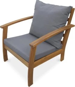 Houten Loungeset 4 Plaatsen - Ushuaïa - Grijs Kussens, Bank, Fauteuils En Lage Tafel Van Acacia, Design -Tuin- En Buitenwinkels 1036x1200 1