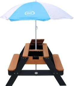 AXI Nick Zand & Water Picknicktafel In Antraciet/Bruin - Parasol Blauw/Wit - Picknick Tafel Voor Kinderen Van Hout -Tuin- En Buitenwinkels 1038x1200 1