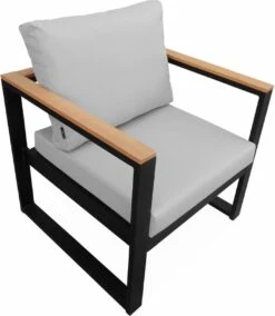 Loungeset 5 Plaatsen Van Aluminium En Eucalyptus – NAZCA – Antraciet Structuur, Lichtgrijs Kussens -Tuin- En Buitenwinkels 1045x1200 2