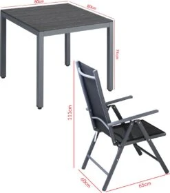 Tuinset 4 + 1 Klapstoelen Tuintafel – Aluminium 80x80cm - Grijs -Tuin- En Buitenwinkels 1059x1200 1