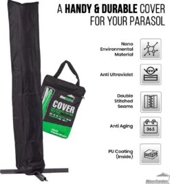 MaxxGarden Parasolhoes - Afdekhoes Voor Zweefparasol - Beschermhoes - 200-400 Cm - Met Rits En Trekkoord - Zwart -Tuin- En Buitenwinkels 1105x1200