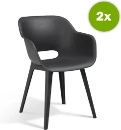 Allibert Akola Tuinstoelen - 2 Stuks -56,5x55x80cm - Donkergrijs -Tuin- En Buitenwinkels 1115x1200 2