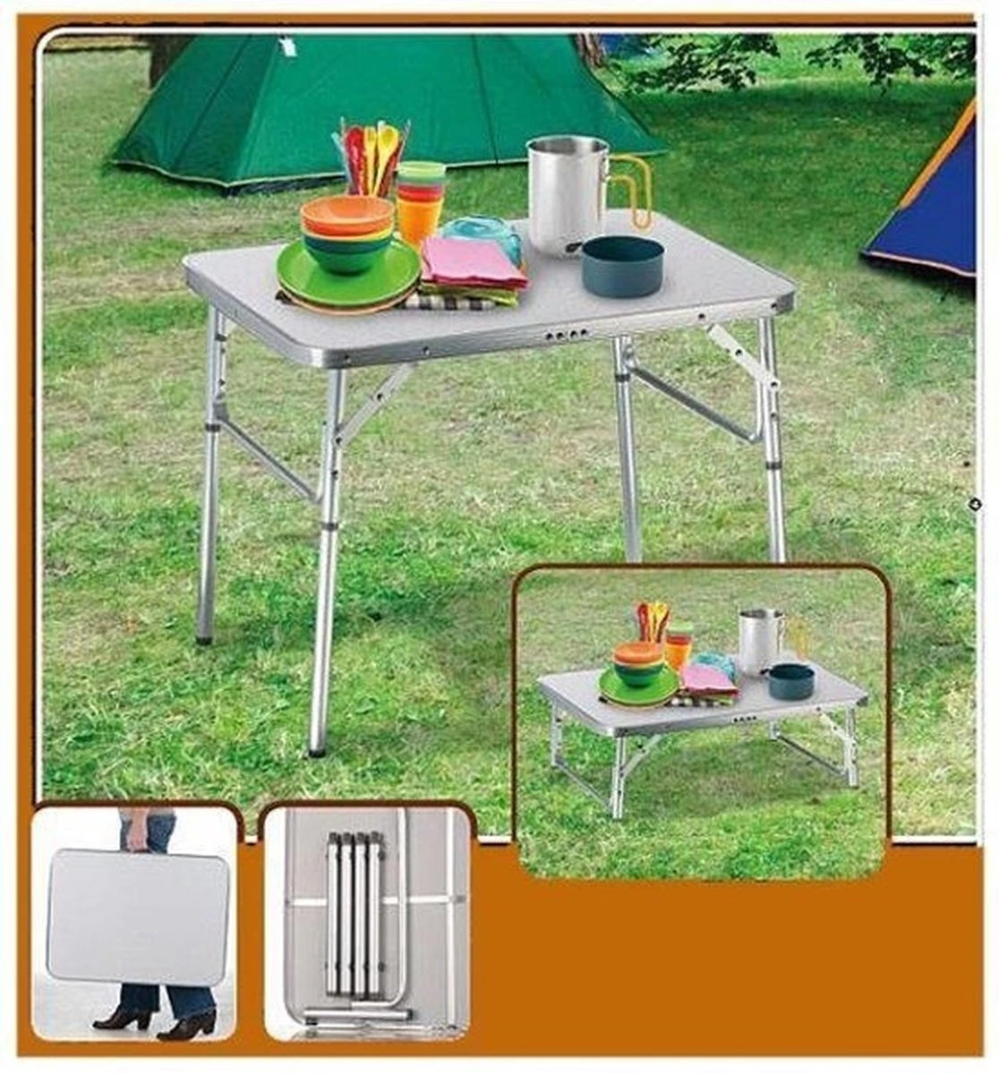 Camp Active Campingtafel - Opvouwbaar - 2 Hoogtes - 75 X 55 X 25-59 Cm 8 Camp Active Campingtafel - Opvouwbaar - 2 Hoogtes - 75 X 55 X 25-59 Cm - Afbeelding 8