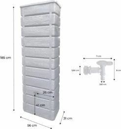 Regenton Muurtank, Grandval 300L, Antraciet Kunststof, Imitatiehout, Met Gootaansluitset Inbegrepen -Tuin- En Buitenwinkels 1122x1200