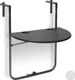 Relaxdays Balkontafel Inklapbaar, Balkon Tafel Rotan, Hangtafel Reling - Zwart -Tuin- En Buitenwinkels 1123x1200