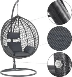 Bircim Hangstoel Ei/Egg-Vorm Met Dikke Kussens - Voor Binnen En Buiten - Incl. Standaard, Onderstel & Kussens - Antraciet 11 Bircim Hangstoel Ei/Egg-Vorm Met Dikke Kussens - Voor Binnen En Buiten - Incl. Standaard, Onderstel & Kussens - Antraciet -Tuin- En Buitenwinkels 1129x1200 1