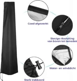 Merkloos Parasolhoes Met Rits En Trekkoord – Beschermhoes Voor Zweefparasol & Staande Parasol – Waterdicht Afdekhoes – Hoes Voor Hangparasol – Inclusief Opberghoes – Zwart - 205 Cm -Tuin- En Buitenwinkels 1130x1200 1