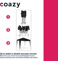 Coazy Waterdichte Partytent 3x3 Meter Opvouwbaar - Paviljoen - Easy Up - Pop-up Tent Met Haringen, Touw En Anti Slip Poten - Waterdicht - Partytenten Weerbestendig -Tuin- En Buitenwinkels 1131x1200 2