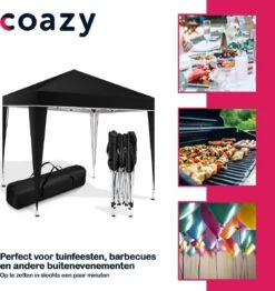 Coazy Waterdichte Partytent 3x3 Meter Opvouwbaar - Paviljoen - Easy Up - Pop-up Tent Met Haringen, Touw En Anti Slip Poten - Waterdicht - Partytenten Weerbestendig -Tuin- En Buitenwinkels 1132x1200