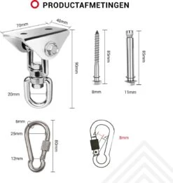 Ophangsysteem - Plafondhaak RVS - Ophanghaak TRX - Hangstoel Buiten - Hangstoel Binnen – Schommelstoel - Schommel - Bokszakken - RVS - 300kg -Tuin- En Buitenwinkels 1137x1200