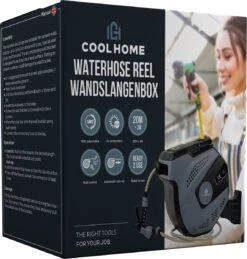 CoolHome - Wandslangenbox 20 Meter + 2 Meter - Tuinslang Met Haspel- Slangenhouder 180° Draaibaar - Tuinslanghaspel Zwart - Grijs -Tuin- En Buitenwinkels 1146x1200 4
