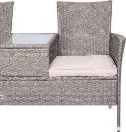 Casaria Tuinbank Polyrattan - 2-Zits Incl.Tafel - Weerbestendig Beige -Tuin- En Buitenwinkels 1147x1200 1