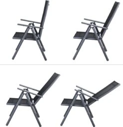 Tuinset 4 + 1 Klapstoelen Tuintafel – Aluminium 80x80cm - Grijs -Tuin- En Buitenwinkels 1156x1200