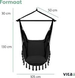 Vita5 XXL Hangstoel - Binnen&Buiten Hangnest - Incl. 2 Kussens En Boekenvak - Volwassenen&Kinderen - Hangmatstoel Tot 225kg - Zwart 16 Vita5 XXL Hangstoel - Binnen&Buiten Hangnest - Incl. 2 Kussens En Boekenvak - Volwassenen&Kinderen - Hangmatstoel Tot 225kg - Zwart -Tuin- En Buitenwinkels 1159x1200 1