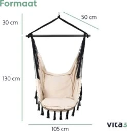 Vita5 XXL Hangstoel | Binnen&Buiten Hangnest | Incl. 2 Kussens En Boekenvak | Volwassenen&Kinderen | Hangmatstoel Tot 225kg | Beige 17 Vita5 XXL Hangstoel | Binnen&Buiten Hangnest | Incl. 2 Kussens En Boekenvak | Volwassenen&Kinderen | Hangmatstoel Tot 225kg | Beige -Tuin- En Buitenwinkels 1159x1200 2