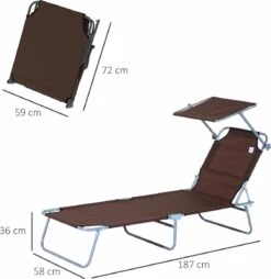 Outsunny Ligstoel Ligbank Voor Buiten Ligstoel Voor Op Het Strand Inklapbaar Met Zonnedak 3 Kleuren 84B-001 -Tuin- En Buitenwinkels 1166x1200