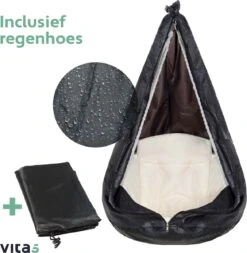 Vita5 Macramé Hangstoel - Voor Binnen En Buiten - Zonder Standaard - Incl. Kussen, Boekenvak En Beschermhoes - Tot 150kg - Beige -Tuin- En Buitenwinkels 1171x1200