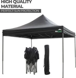 MaxxGarden Easy-up Partytent - 3x3m - Standaard - Waterdicht - Opvouwbaar - Inclusief Draagtas - Zwart -Tuin- En Buitenwinkels 1173x1200