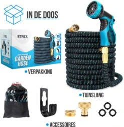 Strex Flexibele Tuinslang 15M Met Sproeikop - Uitrekbaar - Incl. Koppelingen, Ophanghaak & Opbergzak -Tuin- En Buitenwinkels 1176x1200 5