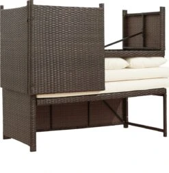 Teamson Home 3-Delig Hoek Loungeset - Tuinmeubelen - Tuinbank - Omvat Tafel En Kussens - Rotan - Bruin/Wit -Tuin- En Buitenwinkels 1177x1200