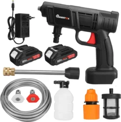 Merkloos Elektrische Accu-Hogedrukreiniger - 1.2mpa - Multifunctioneel Mondstuk - Draagbaar Oplaadbaar Snoerloos - Reinigingsspuitpistool - Met Rijke Accessoires - Voor Auto, Tuin, Terras, Raam - Zwart -Tuin- En Buitenwinkels 1189x1200 3