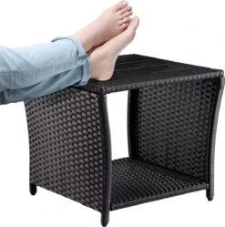 Casaria Polyrattan Bijzettafel - WPC Tafelblad 45x45x40cm – Zwart -Tuin- En Buitenwinkels 1191x1200 5