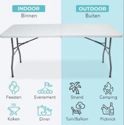LifeGoods Klaptafel - Inklapbaar - 70x180cm - Verstelbare Vouwtafel - Weerbestendig - Wit 12 LifeGoods Klaptafel - Inklapbaar - 70x180cm - Verstelbare Vouwtafel - Weerbestendig - Wit -Tuin- En Buitenwinkels 1193x1200 3