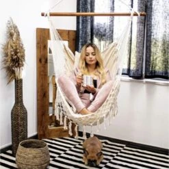 Springos Hangstoel | Binnen & Buiten | Met 2 Kussens | Boekenvak | Ook Voor Kinderen | Belastbaar Tot 150 Kg | Wit -Tuin- En Buitenwinkels 1198x1200 1