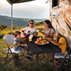 Lenx Klaptafel - Inklapbare Tafel - Opvouwbare Tuintafel - Vouwtafel - Inclusief Handvat En 2 Tafelkleden - 180x75x74cm - 6 Tot 8 Personen -Tuin- En Buitenwinkels 1199x1200 1