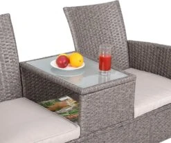 Casaria Tuinbank Polyrattan - 2-Zits Incl.Tafel - Weerbestendig Beige -Tuin- En Buitenwinkels 1200x1004 1