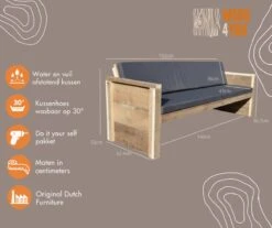 Wood4you - Tuinbank - Ameland - 'Doe Het Zelf' Bouwpakket Steigerhout 152Lx72Hx57D Cm - Incl Kussen 14 Wood4you - Tuinbank - Ameland - 'Doe Het Zelf' Bouwpakket Steigerhout 152Lx72Hx57D Cm - Incl Kussen -Tuin- En Buitenwinkels 1200x1005 2