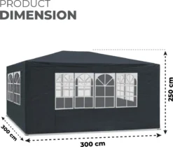 MaxxGarden Partytent - Feesttent Paviljoen - 3x3m - Antraciet -Tuin- En Buitenwinkels 1200x1021