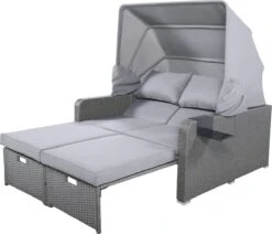 Polyrattan Patio Rieten Meubels Set Voor 2 Personen-Outdoor Rattan Sofa Set Met Intrekbare Luifel-lounge Bank-PE Rotan Loveseat Voor Achtertuin Veranda Tuin Zwembad Balkon-grijs -Tuin- En Buitenwinkels 1200x1032 1