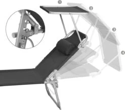 Ligstoel Met Hoofdsteun En Zon Bescherming Verstelbare Rugleuning Inklapbaar Donker Grijs Ligbed Tuin -Tuin- En Buitenwinkels 1200x1055 1