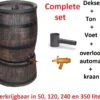 Exellent Regenton Met Voet, Houtlook, 120 Liter, Incl. Regenton Vulautomaat En Kraan
