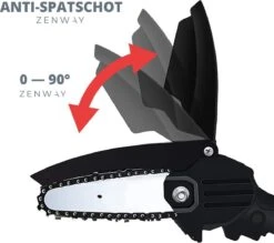 Zenway - Mini Kettingzaag - Snoeizaag - Kettingzaag - Kettingzaag Elektrisch Met 1 Accu- Inclusief Koffer - 1 Extra Accu - Zwart -Tuin- En Buitenwinkels 1200x1064 5