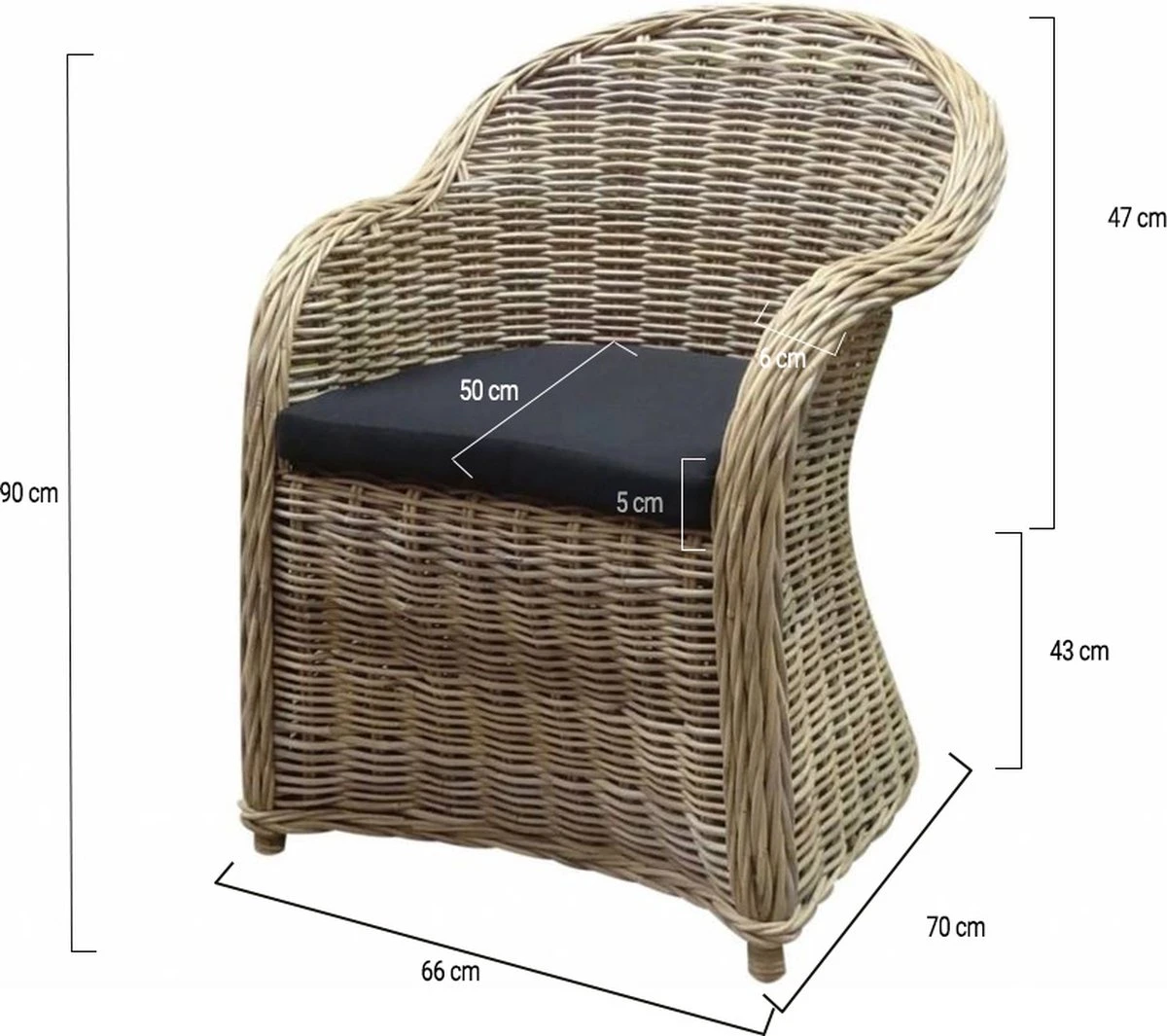 Roma Dining Tuinstoel Naturel Rotan - Suntech Kussen 3 Roma Dining Tuinstoel Naturel Rotan - Suntech Kussen - Afbeelding 3