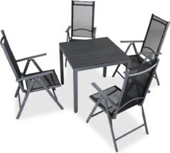 Tuinset 4 + 1 Klapstoelen Tuintafel – Aluminium 80x80cm - Grijs -Tuin- En Buitenwinkels 1200x1080 2