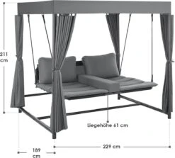 Schommelbank / Ligbank Kassandra - Donkergrijs -Tuin- En Buitenwinkels 1200x1081