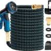 J.E Super Sterk Uitrekbare Tuinslang Tot 30 Meter + GRATIS Tas, Ophanghaak En Koppelstuk - 10 Standen Sproeikop - Blauw/Zwart - Flexibel Elastisch