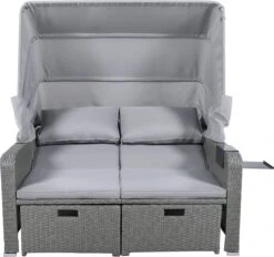 Polyrattan Patio Rieten Meubels Set Voor 2 Personen-Outdoor Rattan Sofa Set Met Intrekbare Luifel-lounge Bank-PE Rotan Loveseat Voor Achtertuin Veranda Tuin Zwembad Balkon-grijs -Tuin- En Buitenwinkels 1200x1128