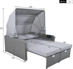 Polyrattan Patio Rieten Meubels Set Voor 2 Personen-Outdoor Rattan Sofa Set Met Intrekbare Luifel-lounge Bank-PE Rotan Loveseat Voor Achtertuin Veranda Tuin Zwembad Balkon-grijs -Tuin- En Buitenwinkels 1200x1130 2