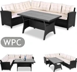 Casaria Polyrattan Tuinset - 15 Delig Voor 6 Personen – Crème Zwart -Tuin- En Buitenwinkels 1200x1131 6