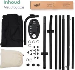 Vita5 Hangmat Met Standaard – 2 Persoons – Incl. Bekerhouder – 205kg Draaggewicht – Beige/Wit -Tuin- En Buitenwinkels 1200x1133