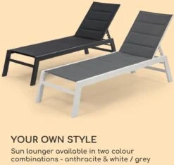 Blumfeldt Renazzo Lounge Ligstoel - Ligbed Voor De Tuin - Aluminium Tuinstoel - 6 Standen - Waterafstotend - Bekleding Van 70 % Pvc En 30 % Polyetheen - Grijs -Tuin- En Buitenwinkels 1200x1137 1