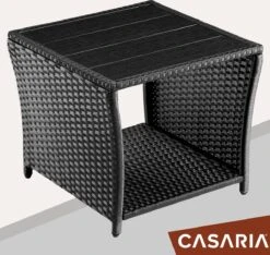 Casaria Polyrattan Bijzettafel - WPC Tafelblad 45x45x40cm – Zwart -Tuin- En Buitenwinkels 1200x1138 1