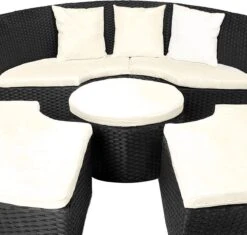 Casaria Polyrattan Zonne-Eiland Ø185cm – Incl. Kussens - Zwart Crème -Tuin- En Buitenwinkels 1200x1144