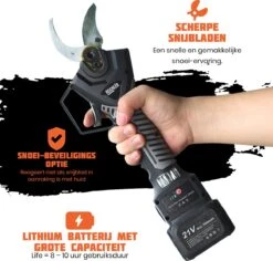 Reichlër® Elektrische Snoeischaar - 40 Mm Snijdiameter - 2x Accu - Anti-cut Functie - Heggenschaar - Takkenschaar - Zwart -Tuin- En Buitenwinkels 1200x1145 4