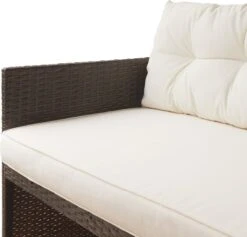 Teamson Home 3-Delig Hoek Loungeset - Tuinmeubelen - Tuinbank - Omvat Tafel En Kussens - Rotan - Bruin/Wit -Tuin- En Buitenwinkels 1200x1150